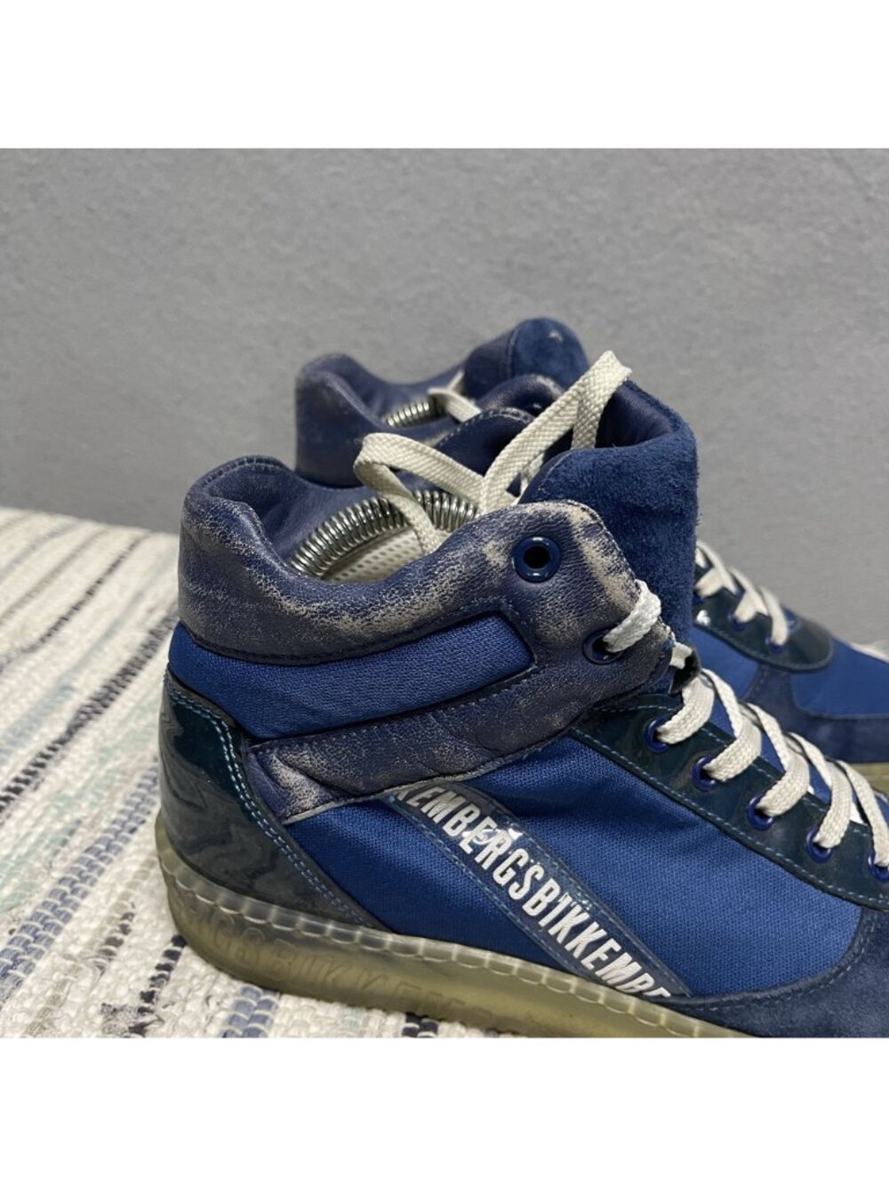 Bikkembergs Womens Blue Navy High-Top Sneakers Size 39 Lace-Up - Picture 10 of 12